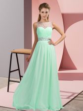  Apple Green Sleeveless Beading Floor Length Prom Evening Gown