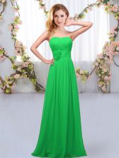  Green Empire Chiffon Sweetheart Sleeveless Hand Made Flower Floor Length Lace Up Quinceanera Court Dresses