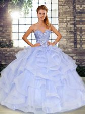  Lavender Sweetheart Lace Up Beading and Ruffles Quinceanera Dress Sleeveless