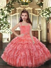  Sleeveless Ruffled Layers Lace Up Little Girl Pageant Dress