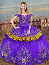 Popular Floor Length Ball Gowns Sleeveless Purple Quinceanera Gowns Lace Up