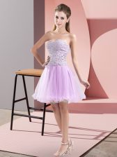  Tulle Sweetheart Sleeveless Zipper Beading Prom Party Dress in Lavender