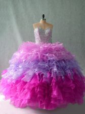  Multi-color Quinceanera Dresses Sweet 16 and Quinceanera with Beading and Ruffles Sweetheart Sleeveless Lace Up