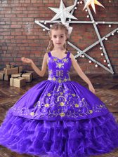  Ball Gowns Pageant Gowns Lavender Straps Satin and Organza Sleeveless Floor Length Lace Up