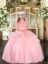 Classical Scoop Sleeveless Organza Child Pageant Dress Beading Zipper