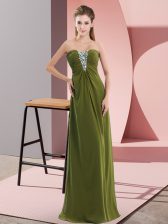  Olive Green Sweetheart Neckline Beading Prom Dresses Sleeveless Zipper