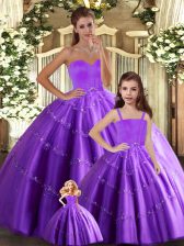 Wonderful Floor Length Ball Gowns Sleeveless Eggplant Purple 15th Birthday Dress Lace Up