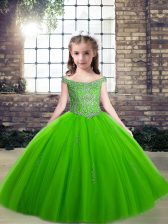  Little Girl Pageant Dress Party and Wedding Party with Beading Off The Shoulder Sleeveless Lace Up