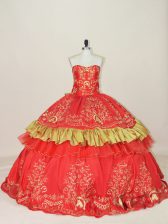 Free and Easy Sleeveless Embroidery and Bowknot Lace Up Sweet 16 Dresses
