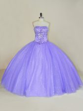  Lavender Lace Up Quince Ball Gowns Sequins Sleeveless Floor Length