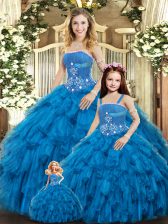 Graceful Tulle Sleeveless Floor Length 15 Quinceanera Dress and Beading and Ruffles