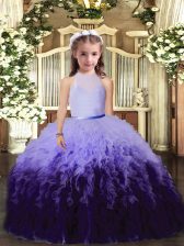Adorable Multi-color Sleeveless Tulle Backless Little Girls Pageant Gowns for Party and Sweet 16 and Wedding Party