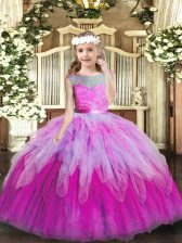  Multi-color Pageant Dress Wholesale Party and Wedding Party with Lace and Ruffles Scoop Sleeveless Lace Up