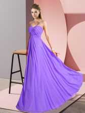 New Style Floor Length Lavender Prom Gown Sweetheart Sleeveless Lace Up