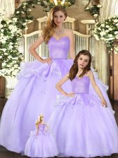  Sweetheart Sleeveless Lace Up 15th Birthday Dress Lavender Organza