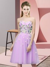  Sweetheart Sleeveless Lace Up Dama Dress for Quinceanera Lilac Tulle