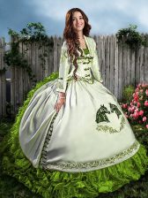 Delicate Ball Gowns Quinceanera Gowns Olive Green Sweetheart Organza Sleeveless Floor Length Lace Up