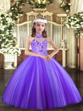  Floor Length Ball Gowns Sleeveless Lavender Little Girls Pageant Gowns Lace Up