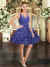 Eye-catching V-neck Sleeveless Backless Dress for Prom Purple Taffeta