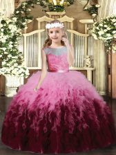  Sleeveless Ruffles Backless Pageant Gowns For Girls