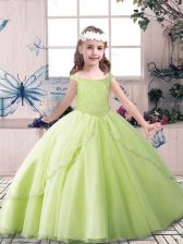  Yellow Green and Pink And White Lace Up Off The Shoulder Beading Little Girls Pageant Gowns Tulle Sleeveless