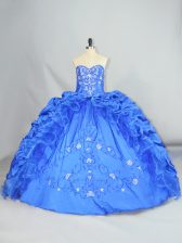  Blue Lace Up Sweetheart Embroidery and Pick Ups Quinceanera Dress Taffeta Sleeveless