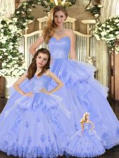  Appliques and Ruffles Quinceanera Dresses Lavender Lace Up Sleeveless Floor Length