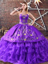 Best Selling Sweetheart Sleeveless Satin and Organza Vestidos de Quinceanera Embroidery Lace Up