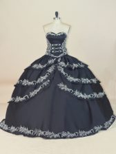  Sweetheart Sleeveless Satin Quinceanera Dress Embroidery Lace Up