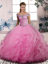 Great Sleeveless Beading and Ruffles Lace Up Ball Gown Prom Dress
