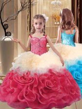  Multi-color Straps Neckline Beading Kids Formal Wear Sleeveless Lace Up