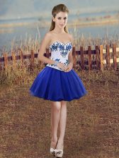 Ball Gowns Prom Gown Royal Blue Sweetheart Tulle Sleeveless Mini Length Lace Up