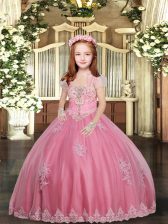  Sleeveless Appliques Lace Up Little Girls Pageant Dress