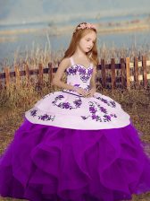 Admirable Sleeveless Lace Up Floor Length Embroidery and Ruffles Custom Made Pageant Dress