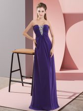 Sweetheart Sleeveless Zipper Prom Dress Purple Chiffon