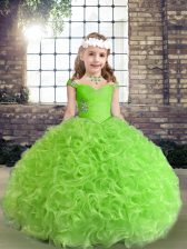 Custom Designed Sleeveless Floor Length Beading Lace Up Pageant Dresses with 
