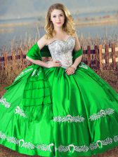 Sumptuous Satin Sweetheart Sleeveless Lace Up Beading and Embroidery Sweet 16 Dresses in 