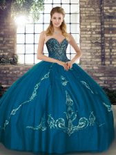  Blue Quinceanera Dress Military Ball and Sweet 16 and Quinceanera with Beading and Embroidery Sweetheart Sleeveless Lace Up