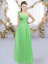 Elegant Sleeveless Chiffon Floor Length Lace Up Quinceanera Dama Dress in with Hand Made Flower