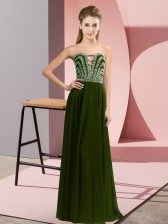 Unique Sleeveless Beading Lace Up Prom Gown