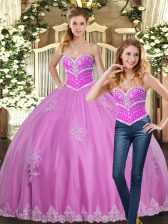  Lilac Sleeveless Beading and Appliques Floor Length Sweet 16 Dress