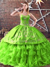 Suitable Sweetheart Neckline Embroidery Quinceanera Dresses Sleeveless Lace Up