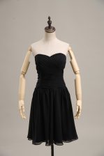 Fitting Black Chiffon Lace Up Sweetheart Sleeveless Mini Length Homecoming Dress Ruching