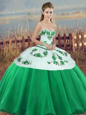 Glamorous Floor Length Green Sweet 16 Dresses Sweetheart Sleeveless Lace Up