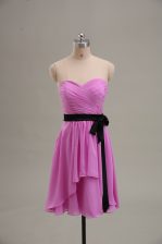 Colorful Sweetheart Sleeveless Zipper Evening Dress Lilac Chiffon