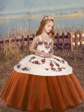  Organza Sleeveless Floor Length Pageant Gowns For Girls and Embroidery and Ruffled Layers