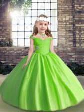 Super Tulle Sleeveless Floor Length Little Girl Pageant Dress and Beading and Ruching