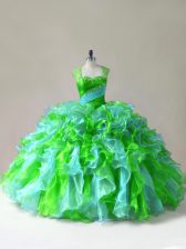 Classical Multi-color Ball Gowns Organza Straps Sleeveless Beading and Ruffles Floor Length Zipper 15 Quinceanera Dress