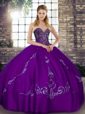 Perfect Purple Sleeveless Tulle Lace Up 15 Quinceanera Dress for Military Ball and Sweet 16 and Quinceanera