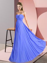 Sexy Sweetheart Sleeveless Lace Up Homecoming Dress Blue Chiffon